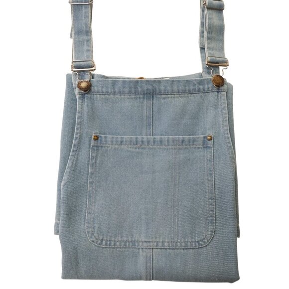 Denim Overall Dress Women Vintage Straight Suspender Midi Jean Pinafore Dress - Picture 5 of 5